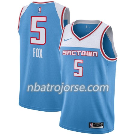 Män Sacramento Kings Tröja De'Aaron Fox 5 2018-19 Nike City Edition Blå Swingman